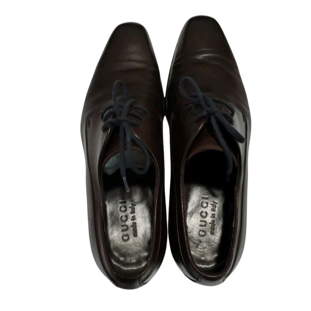 Gucci Lifford Plain Toe Mens 7D  Brown Leather Oxford Dress Shoes Formal Classic - Picture 3 of 6